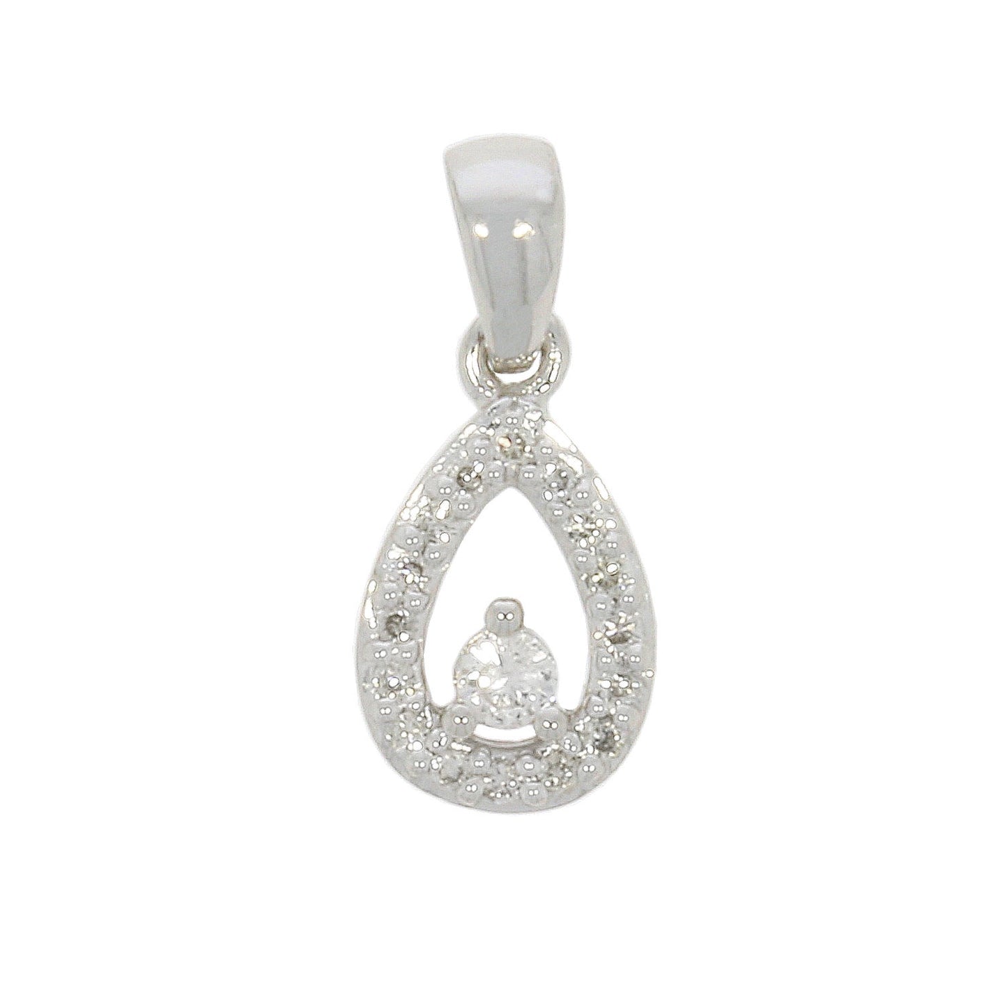 9ct White Gold Teardrop Pendant