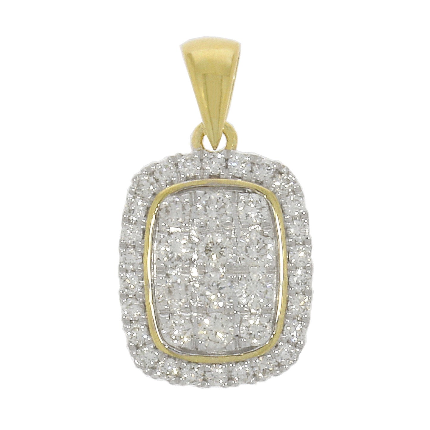 9ct Gold Cushion Shaped Cluster Pendant 0.50ct