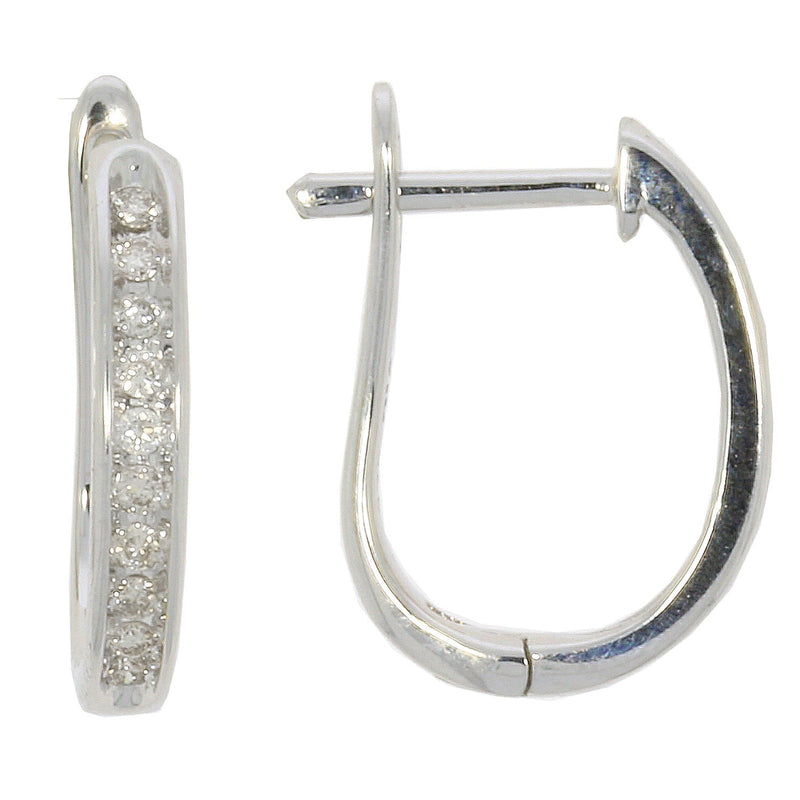 9ct White Gold Diamond Huggie Earrings 0.16ct