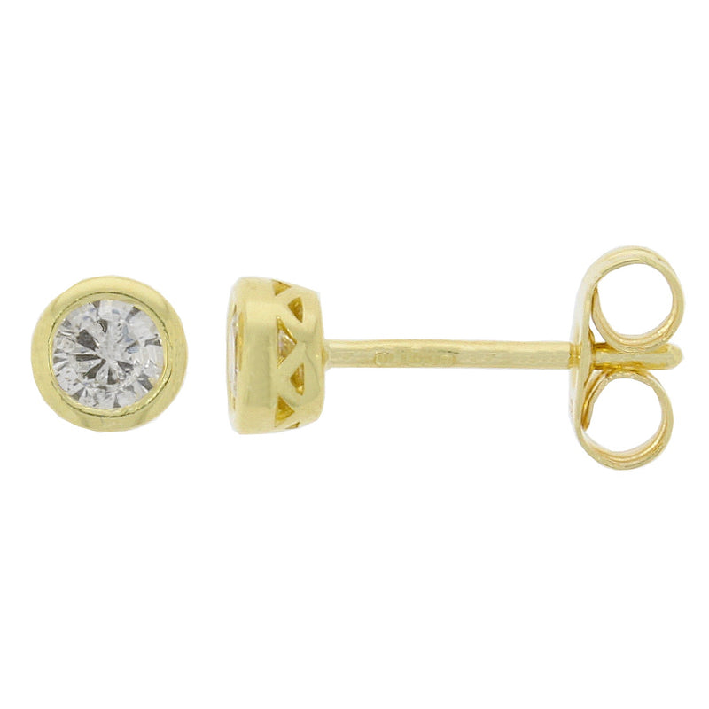 9ct Rubover Yellow Gold Diamond Stud Earrings - 0.34ct
