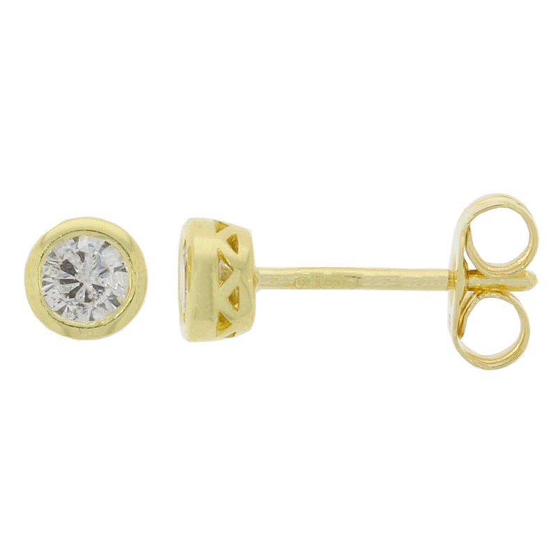 9ct Rubover Yellow Gold Diamond Stud Earrings - 0.40ct