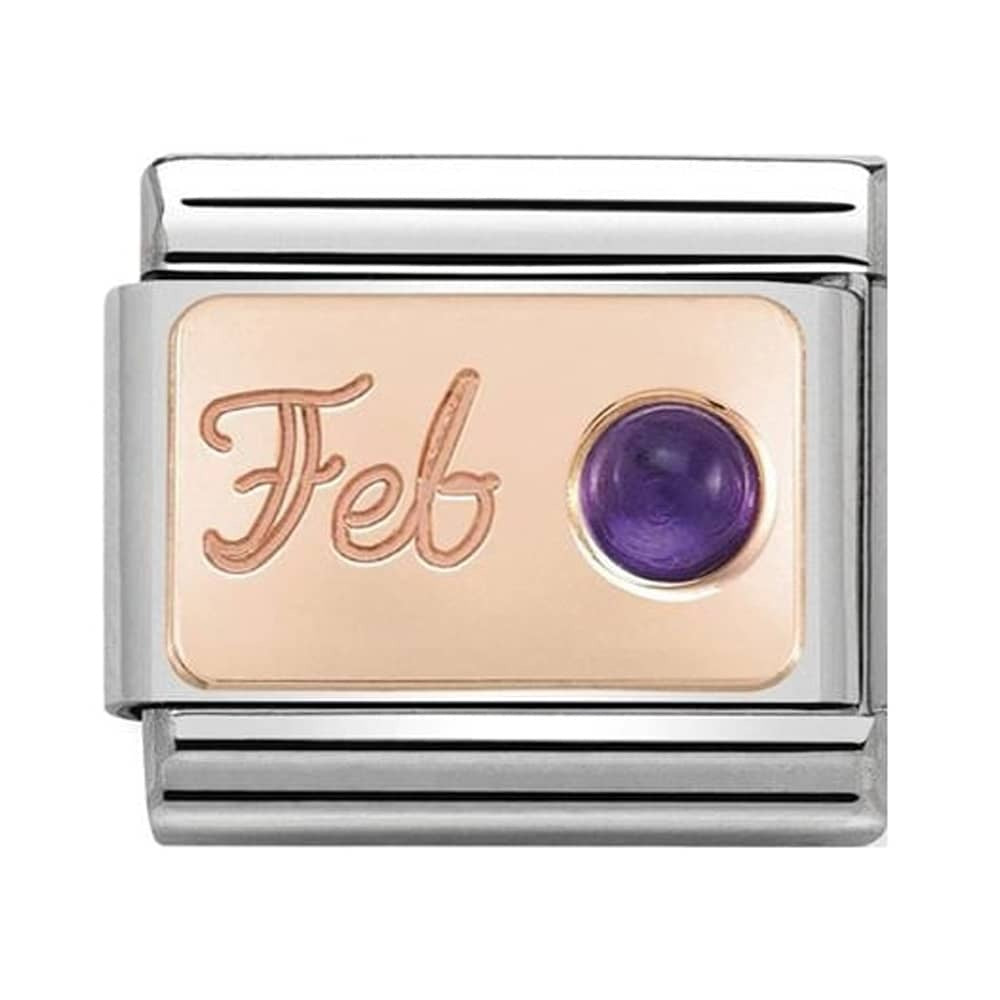 NOMINATION Gold February Amethyst Charm 430508 02