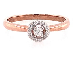 9ct Rose Gold Diamond Halo Ring