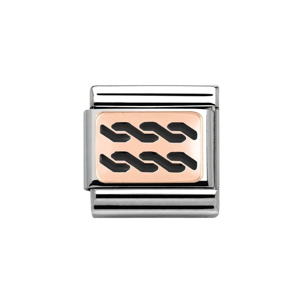 NOMINATION CLASSIC Rose Gold Black Plaits Charm 430201/02