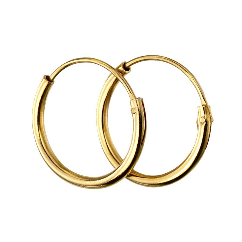Gold Plated Plain Hoop Earrings 10mm