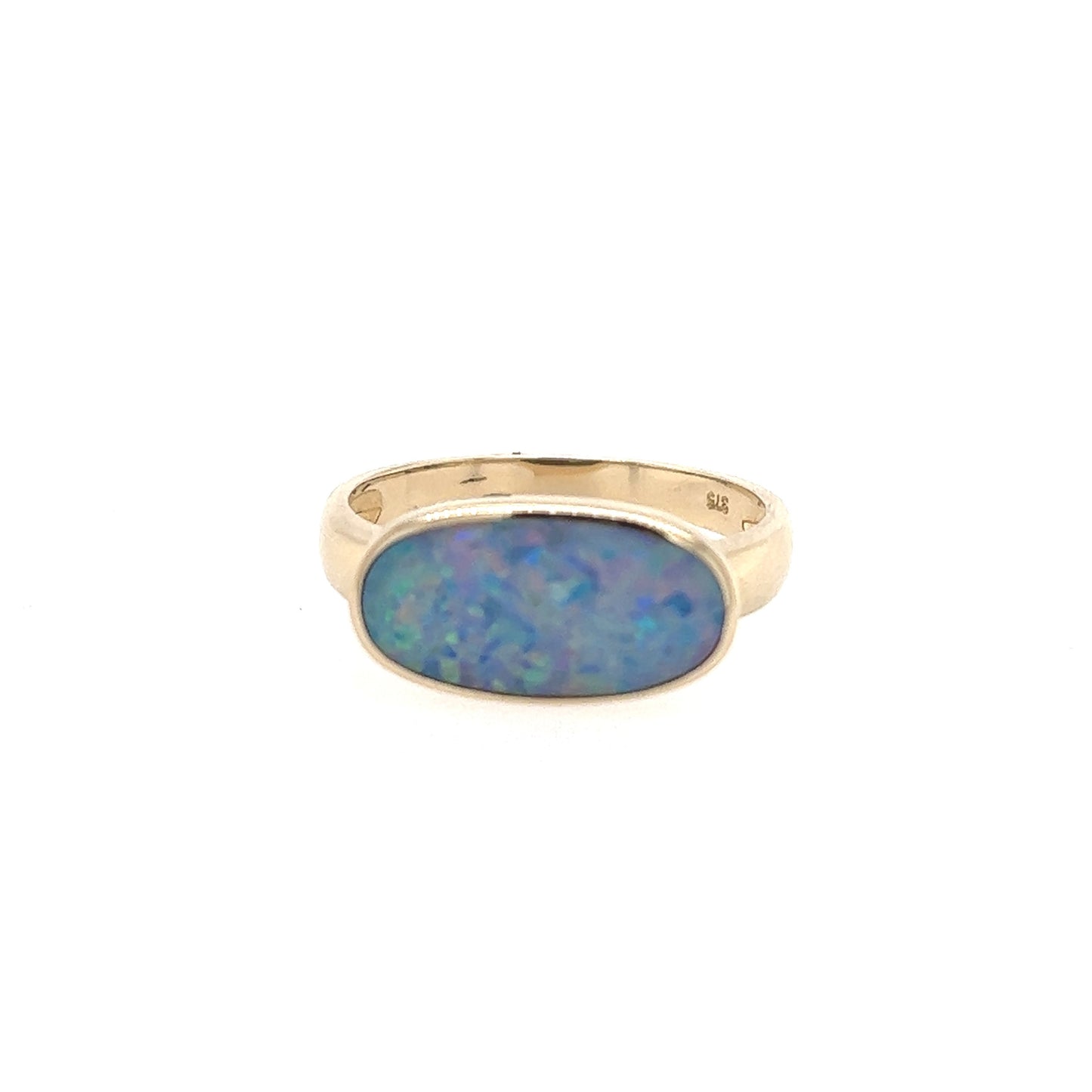 9ct Gold Doublet Oval Opal Ring