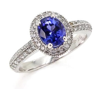 18ct Gold Tanzanite & Diamond Ring K289