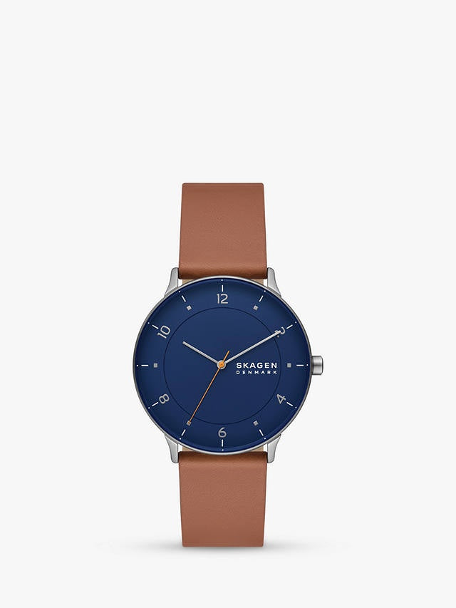Skagen Mens Watch with Blue Dial & Tan Leather Strap SKW6885
