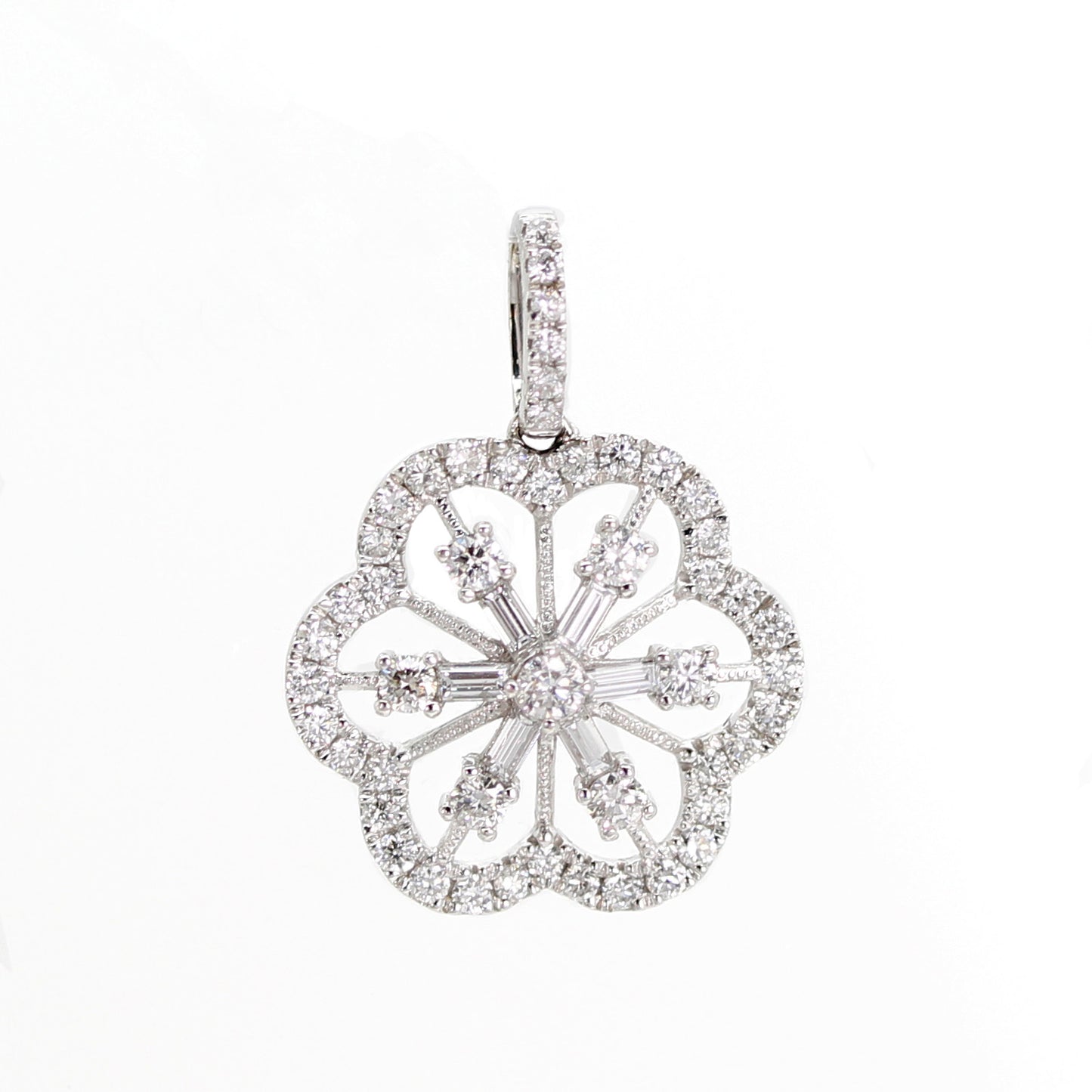 18ct Gold Diamond Flower Design Pendant