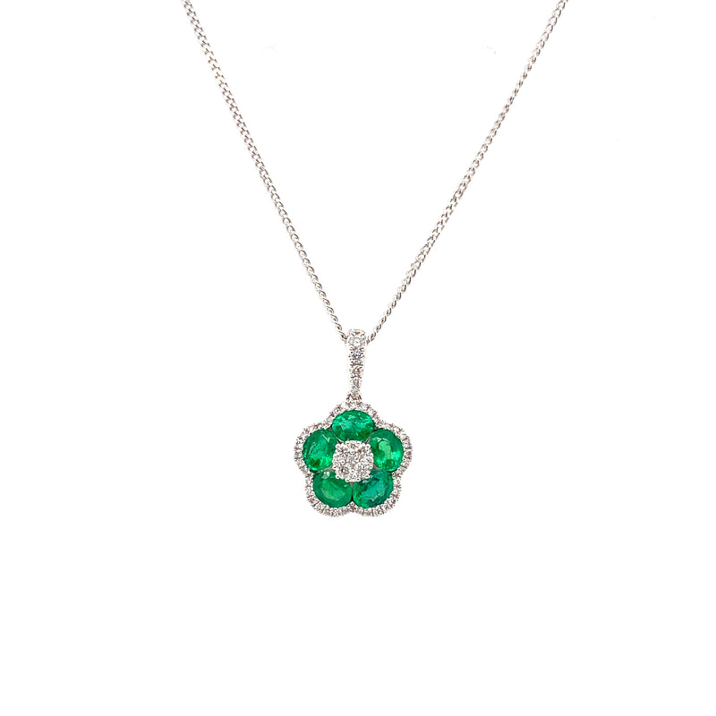 18ct Gold Emerald & Diamond Pendant