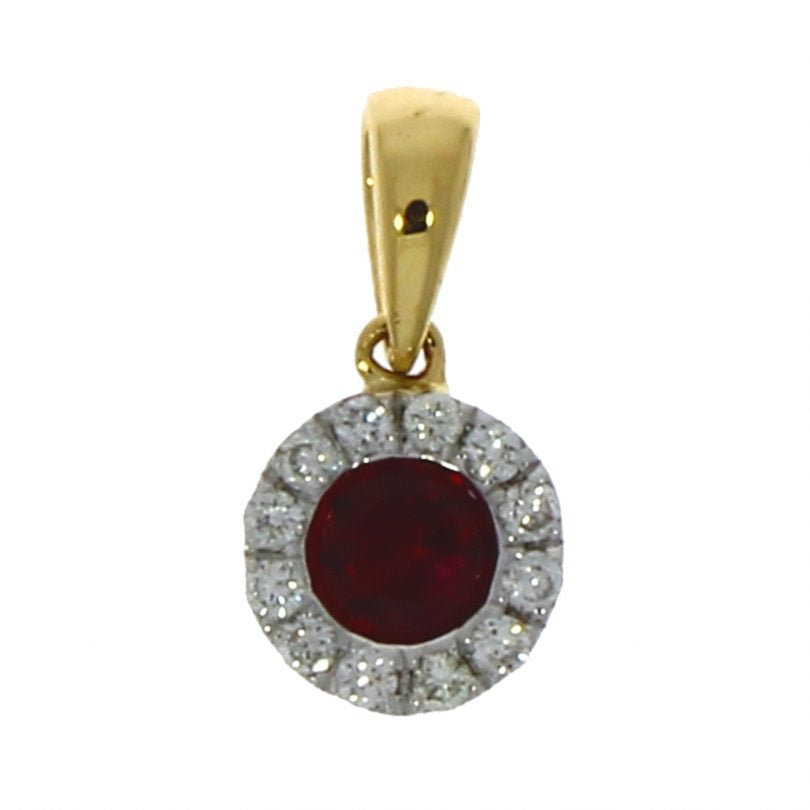 18ct Yellow Gold Ruby & Diamond Pendant