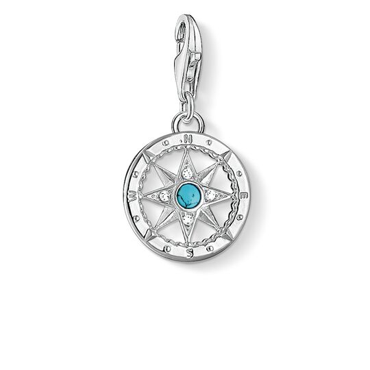 Thomas Sabo Silver Pavé Synthetic Turquoise Compass Charm 1228-405-17
