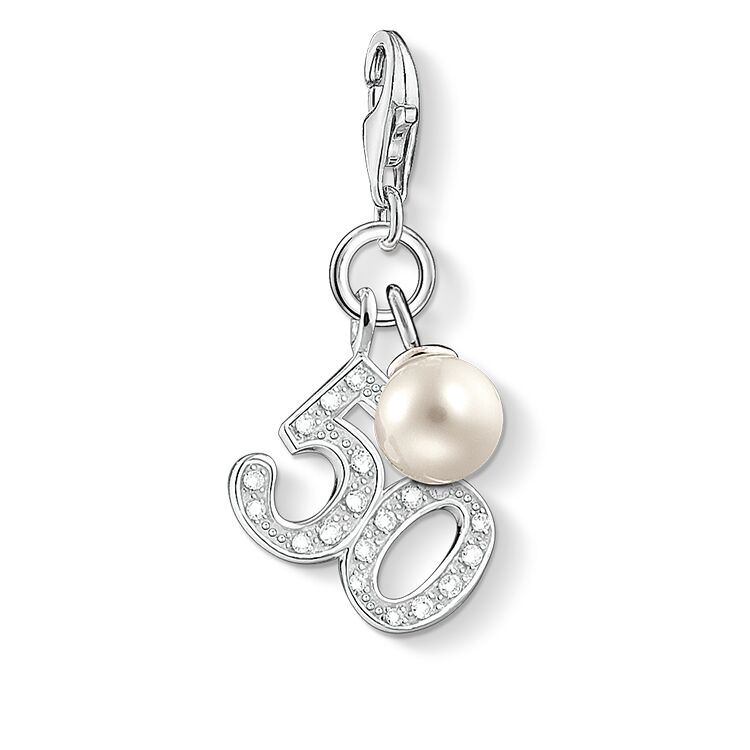 Thomas Sabo Silver Pavé Freshwater Pearl 50 Charm 1241-167-14