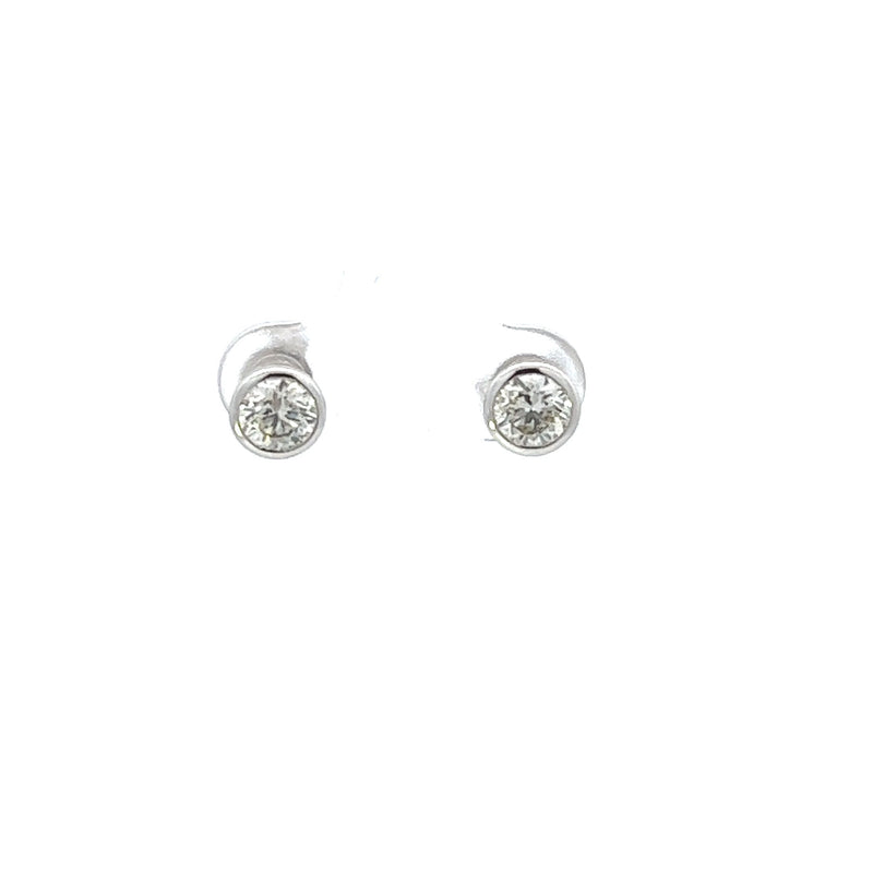 18ct White Gold Diamond Stud Earrings - Rubover 1.26ct