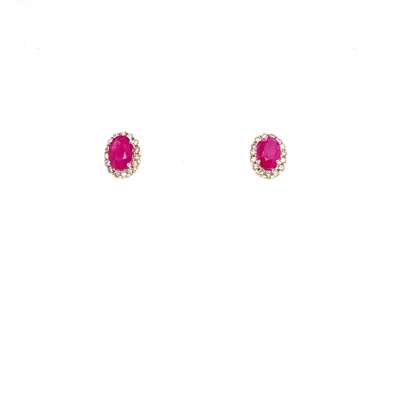 9ct Ruby & Diamond Cluster Earrings
