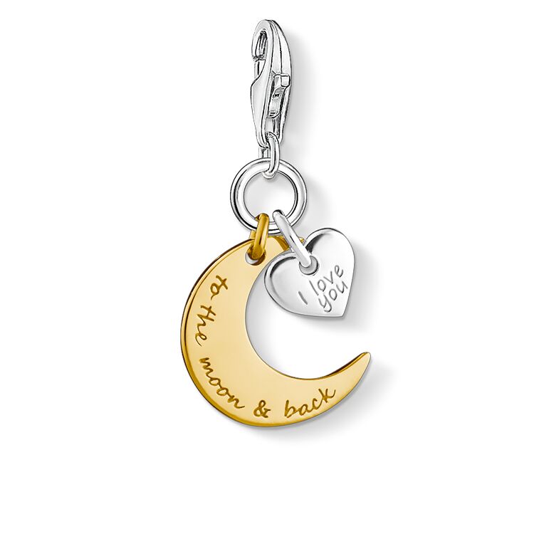 Thomas Sabo Silver Gold Plated Moon Heart Charm 1443-413-39