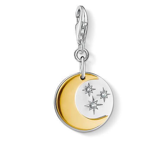 Thomas Sabo Silver Gold Plated Moon Stars Charm 1444-414-39