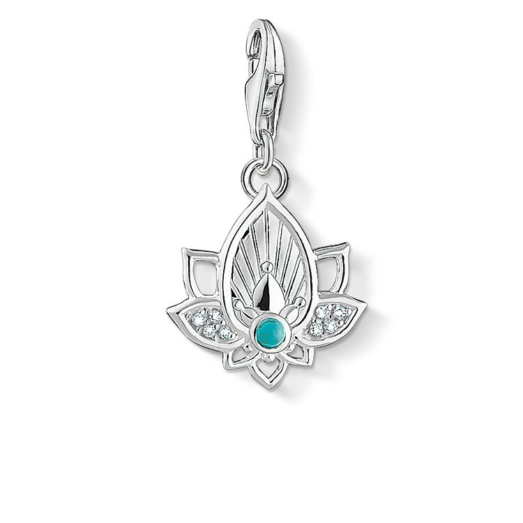 Thomas Sabo Silver Turquoise Lotus Flower Charm 1446-405-14