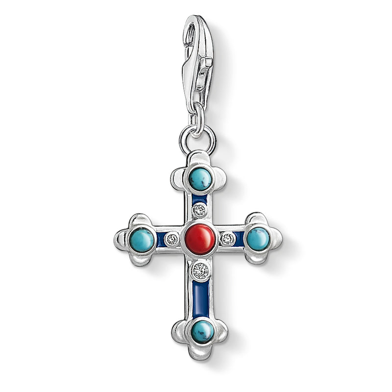 Thomas Sabo Ethnic Cross Sterling Silver Charm 1466-335-7