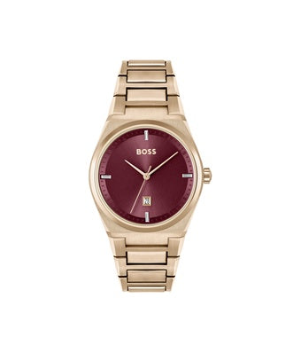 Hugo Boss Pale Rose Tone Watch Red Dial 1502671