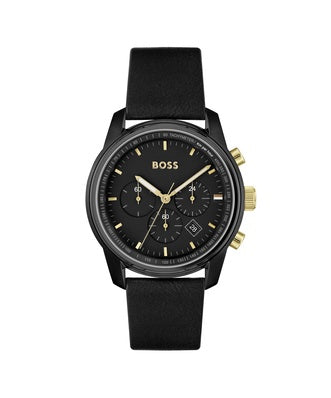 Hugo Boss Black Leather Strap Black Dial Watch 1514003
