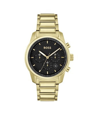 BOSS Gold Tone Black Dial Watch 1514006