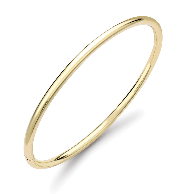 9ct Gold Hinged Bangle - Rounded - Solid