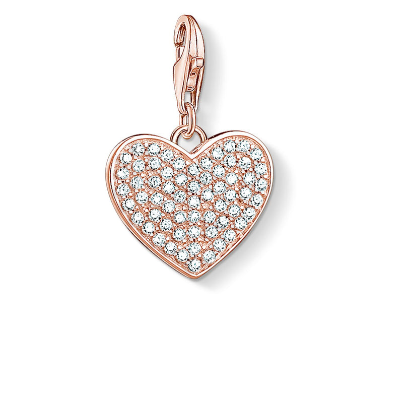 Thomas Sabo Sparkly Rose Gold Heart Charm 1569-416-14