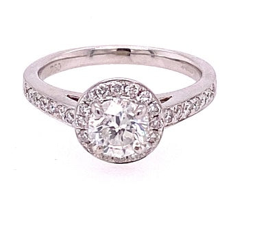 18ct White Gold Diamond Halo Ring - ASM1521