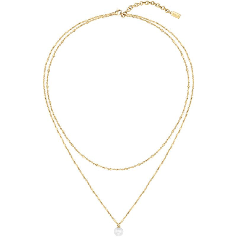 BOSS Ladies Gold Tone Pearl Double Necklace 1580206
