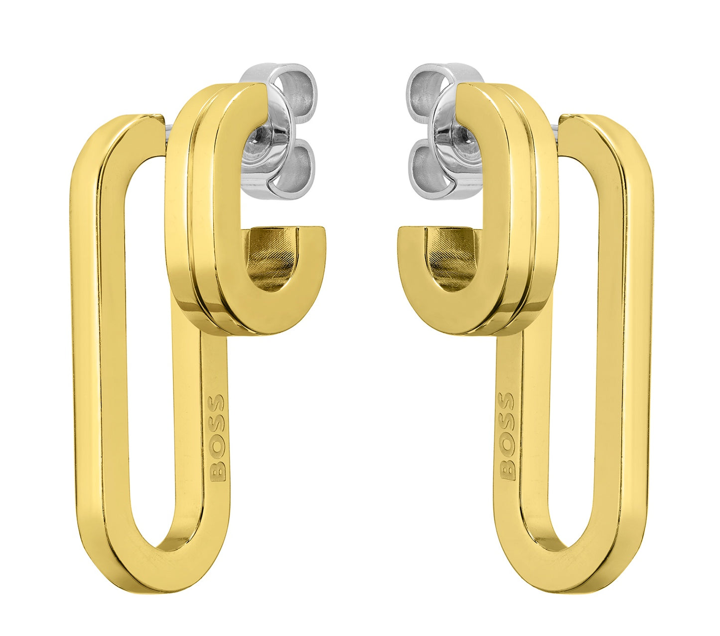 BOSS Gold Tone Double Hoop Earrings 1580325