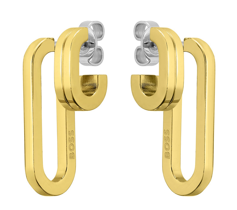 BOSS Gold Tone Double Hoop Earrings 1580325
