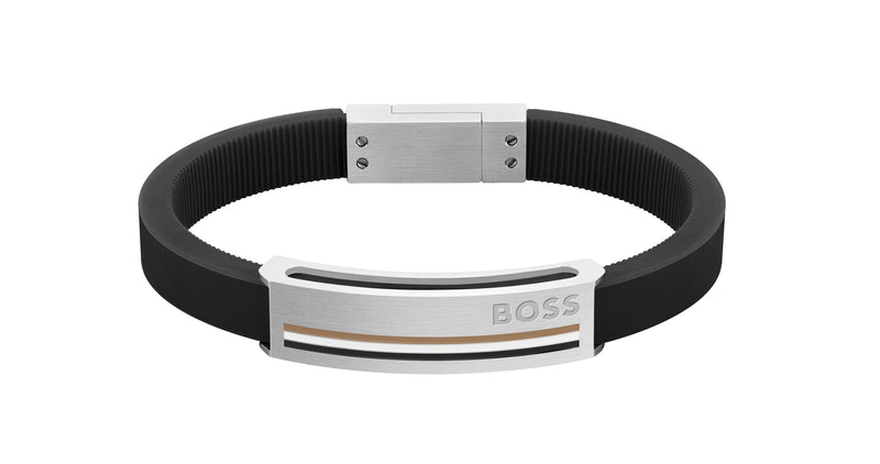 BOSS Black Silicon Gents Bracelet 1580364M