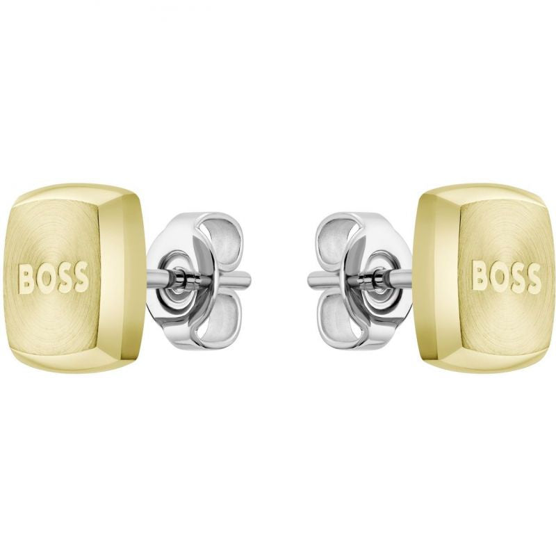 Gents BOSS Yann Light Yellow Gold IP Square Earrings 1580475