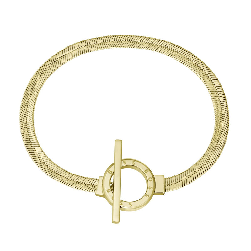 Boss Ladies BOSS Zia Light Yellow Gold IP Chain Bracelet 1580487