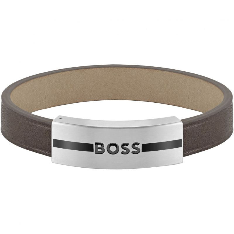 BOSS Gents Luke Brown Leather Bracelet 1580496M