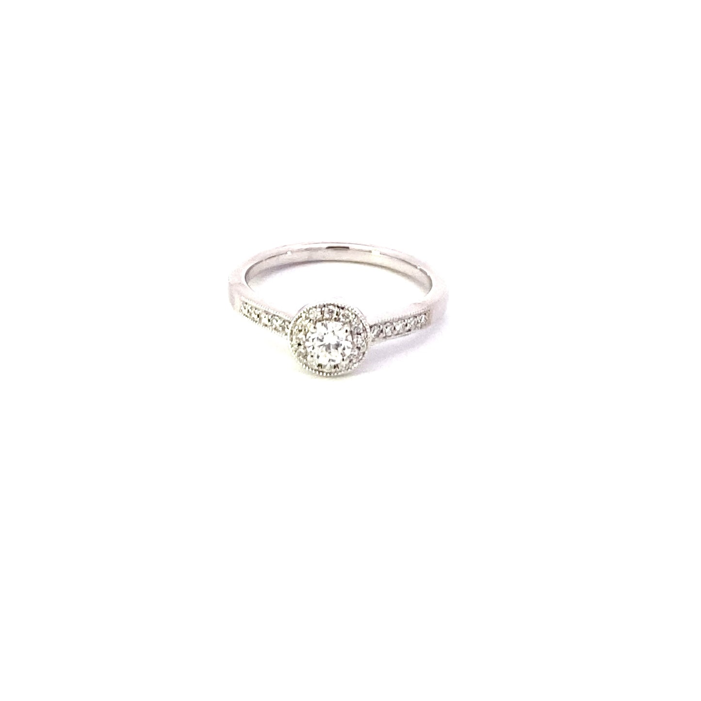 Platinum Diamond Halo Set ring with Diamond Shoulders 0.37ct - 55390A-24