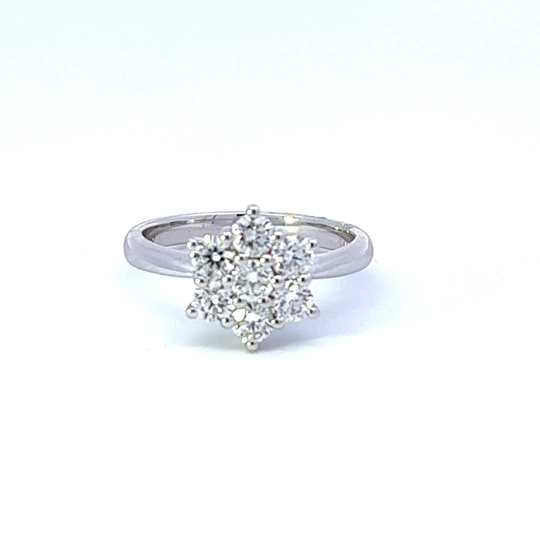 18ct White Gold Diamond Cluster Ring 1.00ct NDC