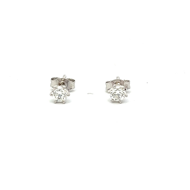 18ct White Gold Six Claw Diamonds Stud Earrings 0.40ct