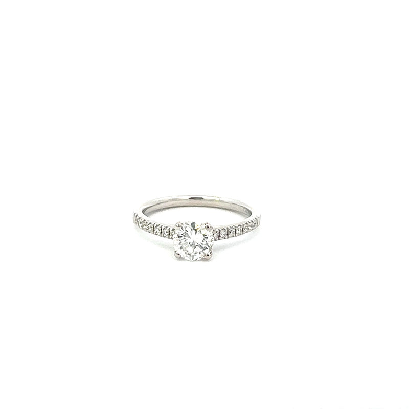 Platinum Solitaire Diamond Ring With Diamond Shoulders 1.06ct - RX5280/106