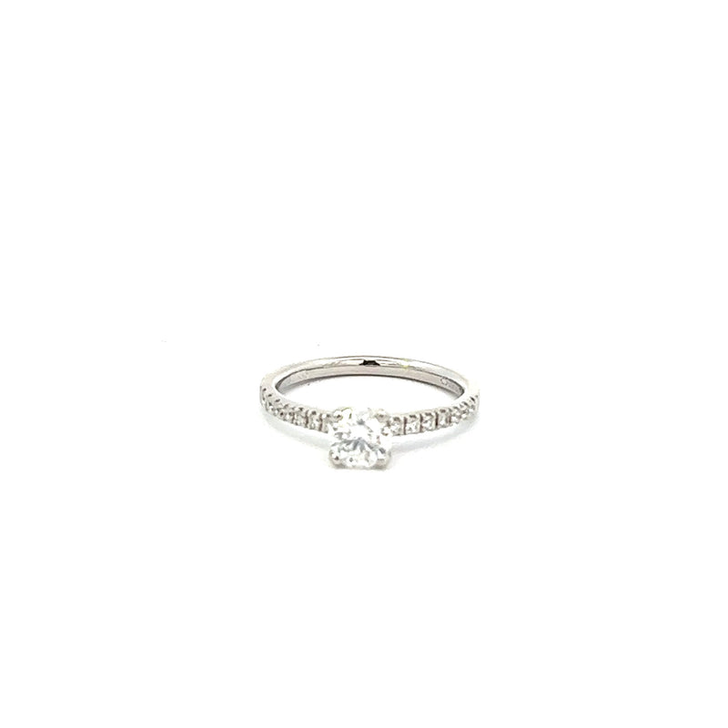 Platinum Solitaire Diamond Ring With Diamond Shoulders 0.73ct - RX5280/73
