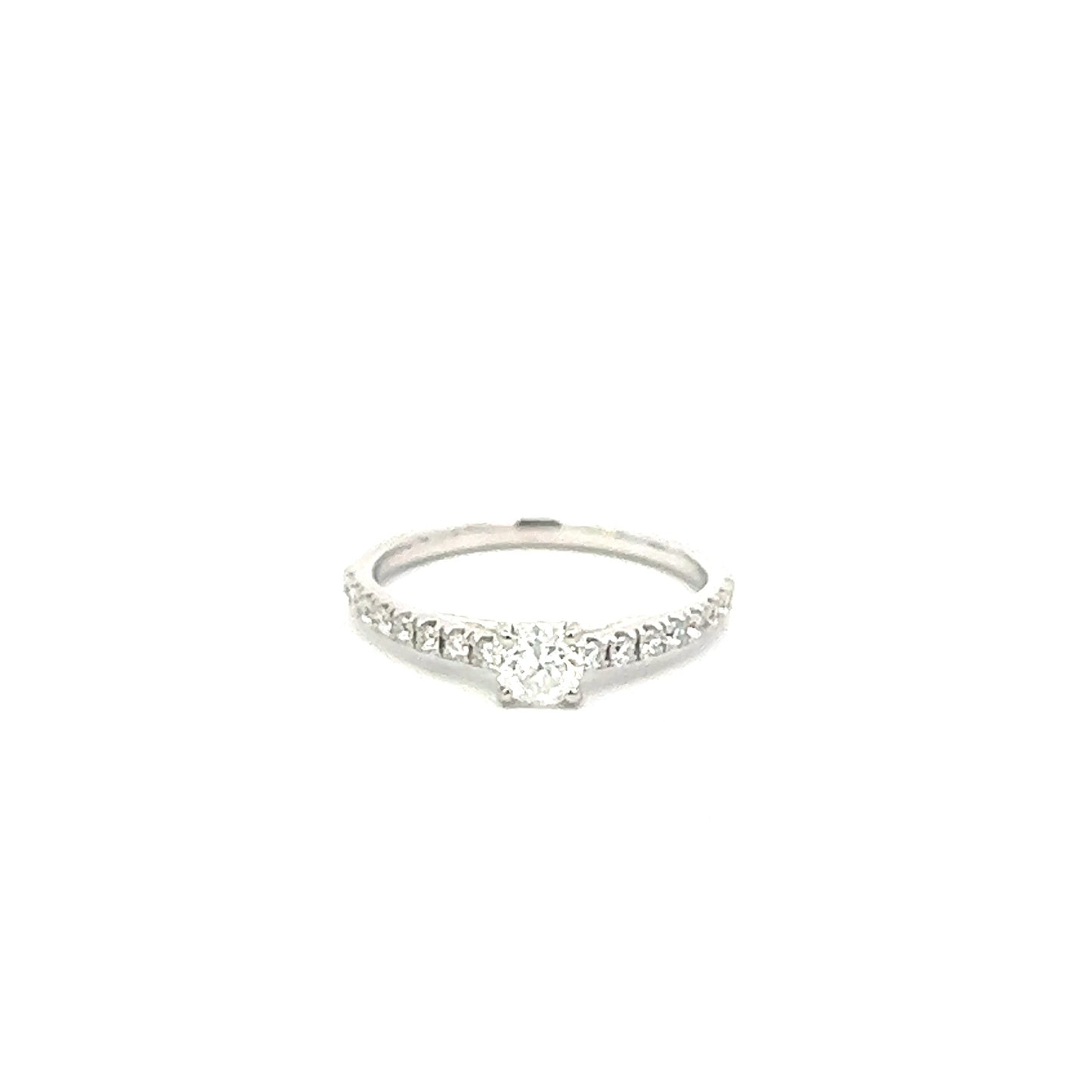 Platinum Solitaire Four Claw Diamond Ring With Diamond Shoulders 0.61ct