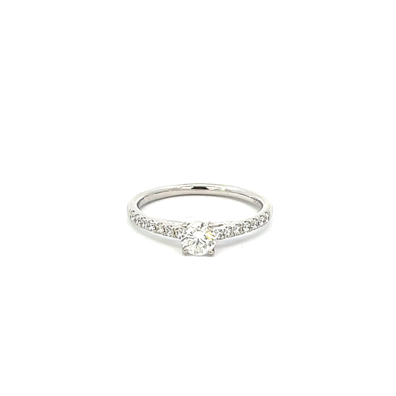Platinum Solitaire Diamond Ring With Diamond Shoulders 0.54ct - RX2913/52