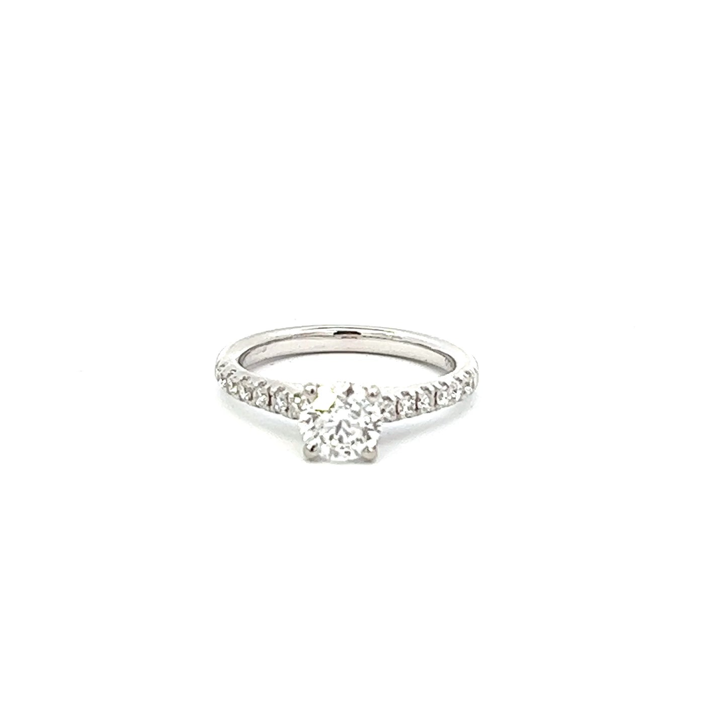 Platinum Solitaire Four Claw Diamond Ring With Diamond Shoulders 1.13ct