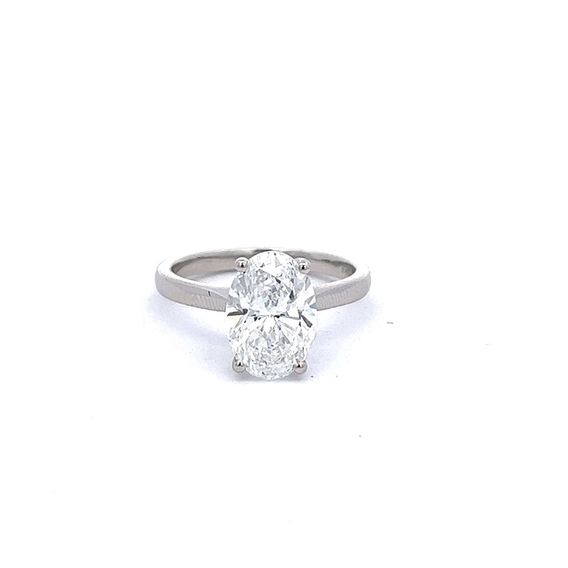 Platinum Oval Cut Lab Grown Solitaire Ring 2.73ct