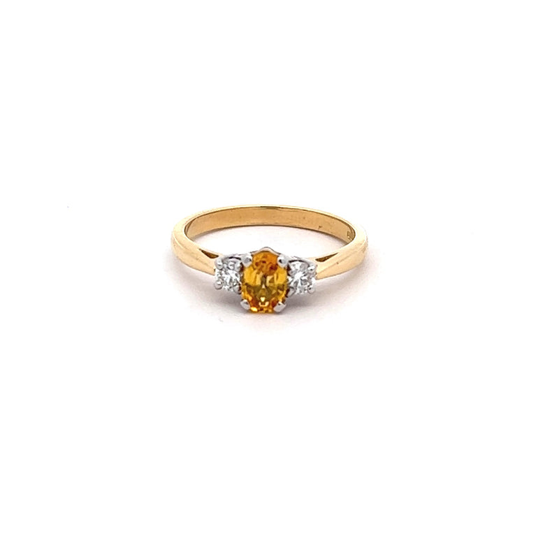 18ct Yellow Gold Yellow Sapphire & Diamond Trilogy Ring - ASM1589