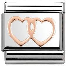 NOMINATION Rose Gold  Double Hearts charm 430104-08
