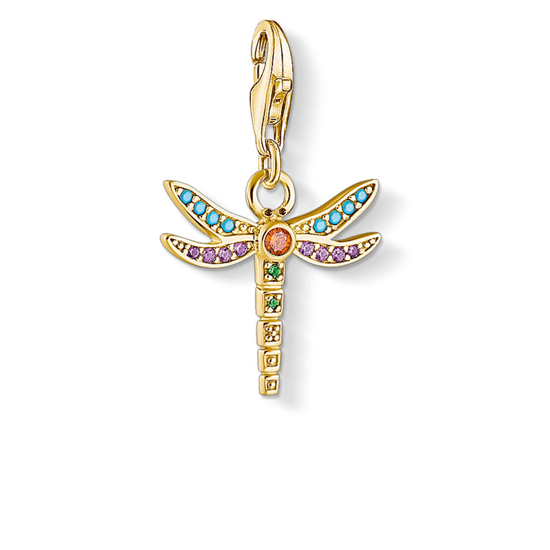 Thomas Sabo Gold Plated Multistone Dragonfly Charm 1758-974-7