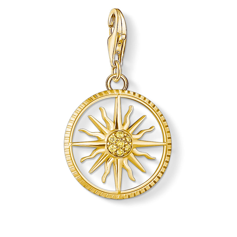 Thomas Sabo Gold Plated Cubic Zirconia Sun Dial Charm 1765-414-4