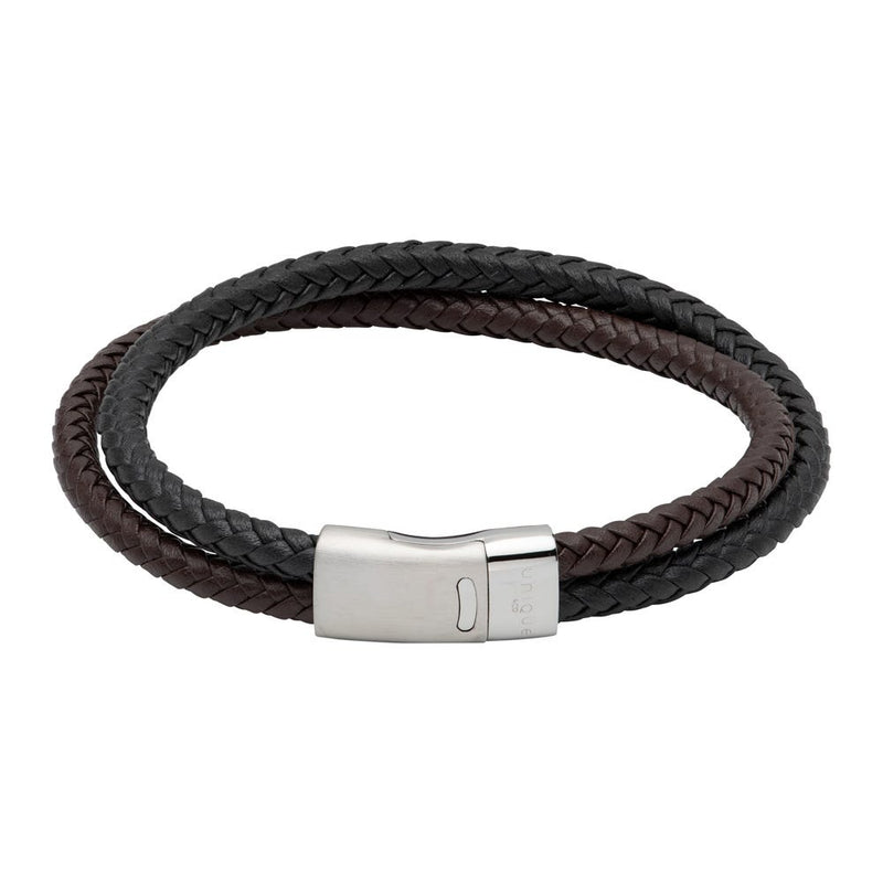Unique & Co Black and Brown Leather Bracelet B483BD/21CM